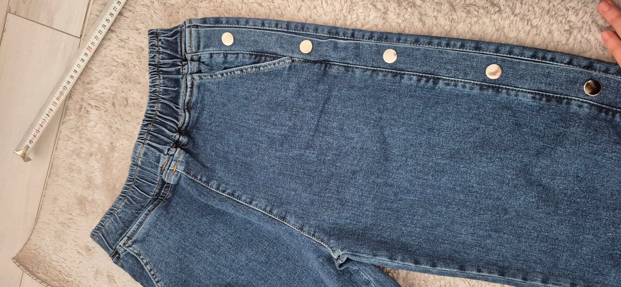 Düğmeli Gri Kadın Denim Midi Jean - Görsel 3