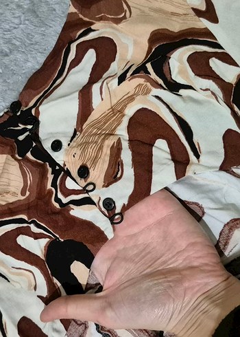 Kahverengi Batik Desenli Kadın elbise - Görsel 5