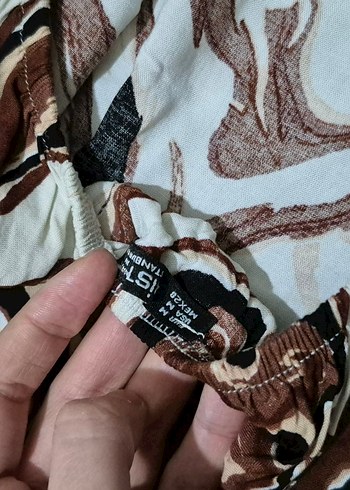 Kahverengi Batik Desenli Kadın elbise - Görsel 3