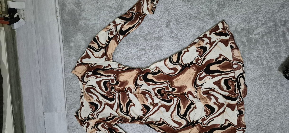 Kahverengi Batik Desenli Kadın elbise - Görsel 2