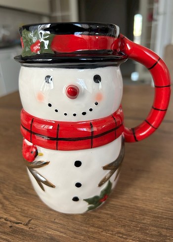 Renkli Kar Adam Figürlü Seramik Kupa - Görsel 7