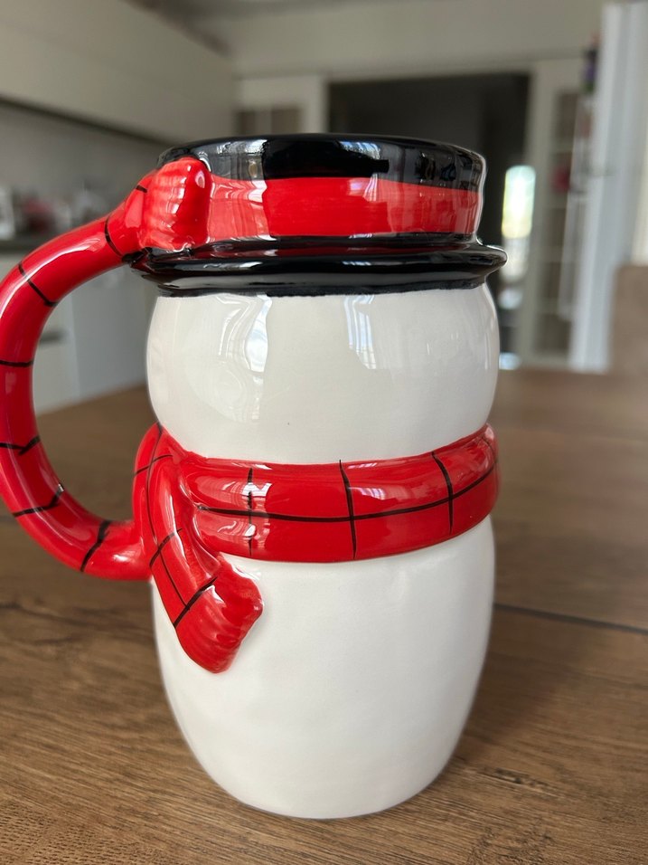 Renkli Kar Adam Figürlü Seramik Kupa - Görsel 4