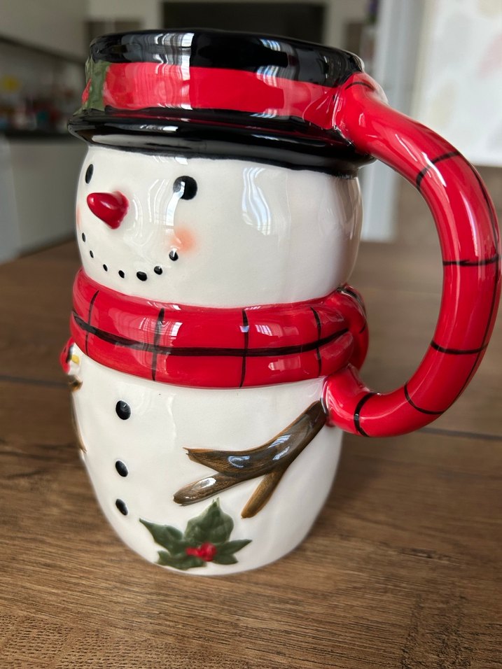 Renkli Kar Adam Figürlü Seramik Kupa - Görsel 3