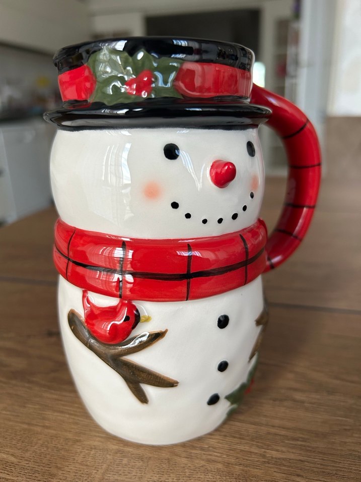 Renkli Kar Adam Figürlü Seramik Kupa - Görsel 2