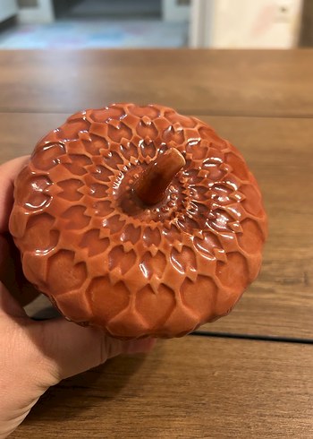 Seramik Krem Kahverengi Meşe palamudu Şekilli kutu - Görsel 2