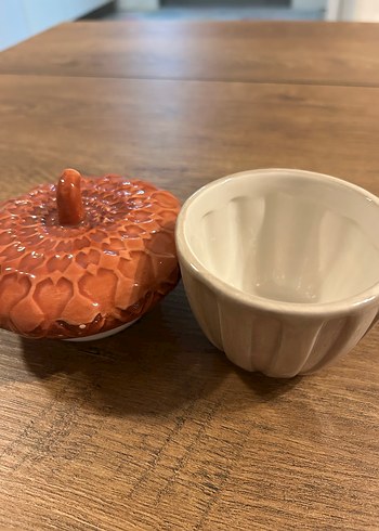 Seramik Krem Kahverengi Meşe palamudu Şekilli kutu - Görsel 6