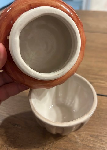 Seramik Krem Kahverengi Meşe palamudu Şekilli kutu - Görsel 4