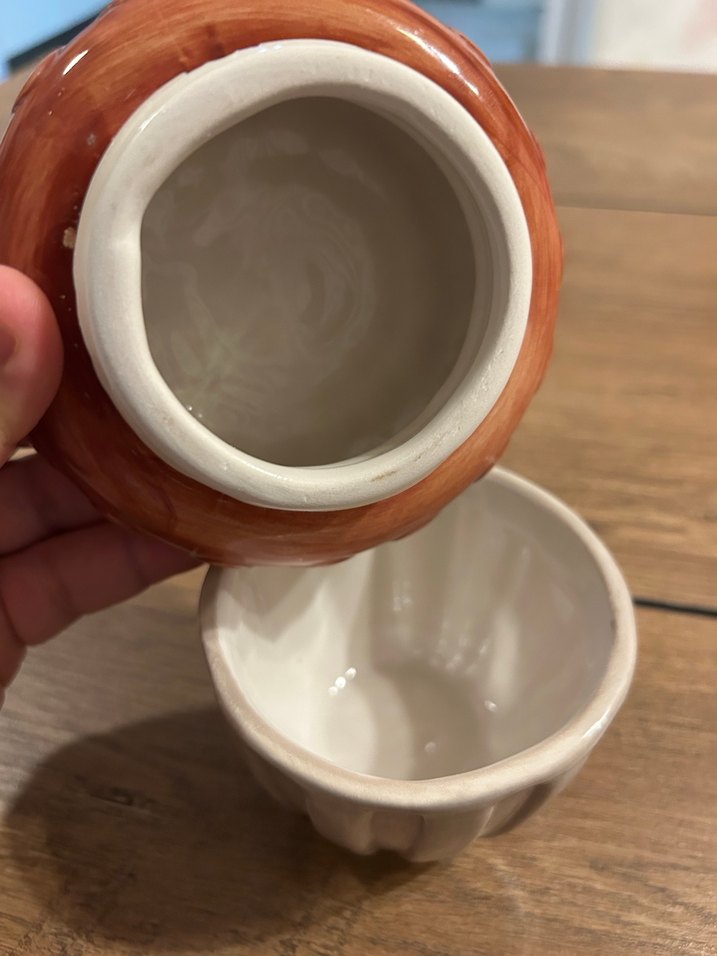 Seramik Krem Kahverengi Meşe palamudu Şekilli kutu - Görsel 4