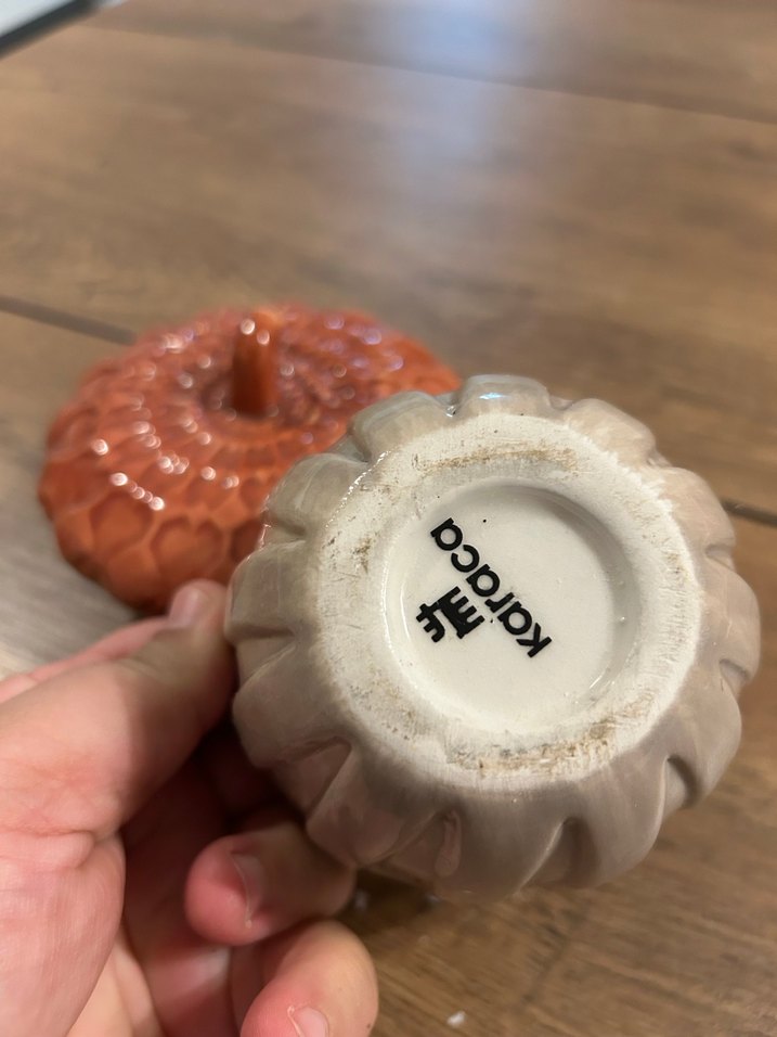 Seramik Krem Kahverengi Meşe palamudu Şekilli kutu - Görsel 5