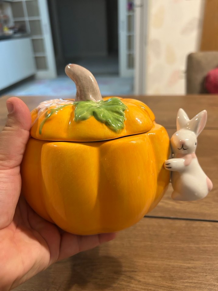 Sarı Kabak ve Tavşan Figürlü Dekoratif Kutu - Görsel 4