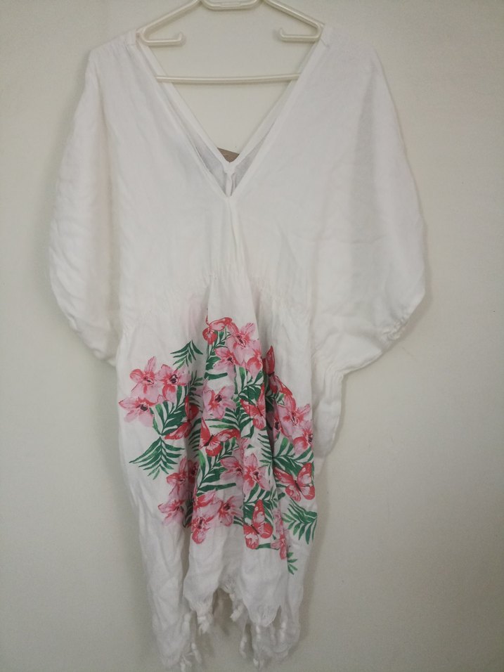 Çiçek Baskılı Bohem plaj elbisesi Tunik - Görsel 5