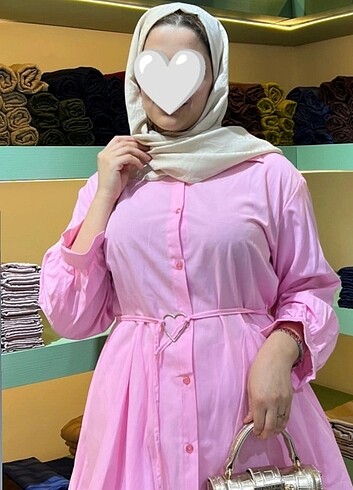 Gömlek Pembe kalpli kemerli