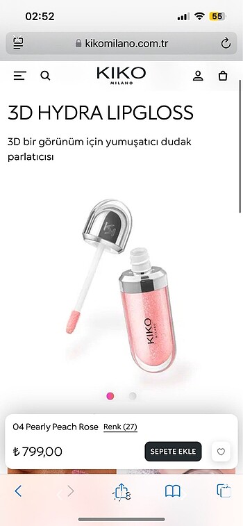 Kiko gloss 04 pearly peach rose