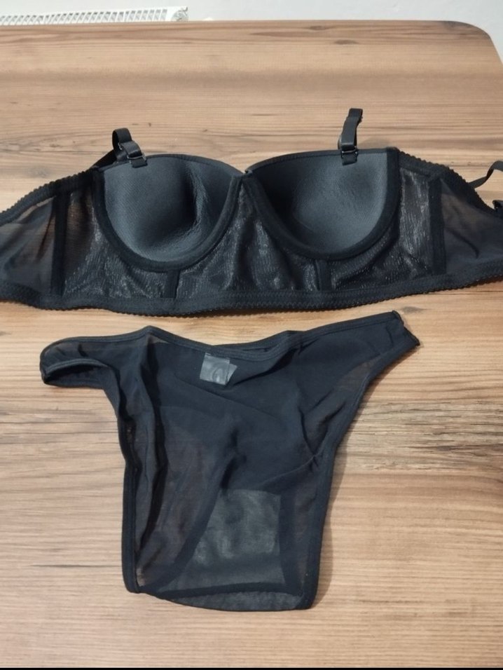 Siyah Goth Tarzı Midi Sütyen ve Kilot - Görsel 2