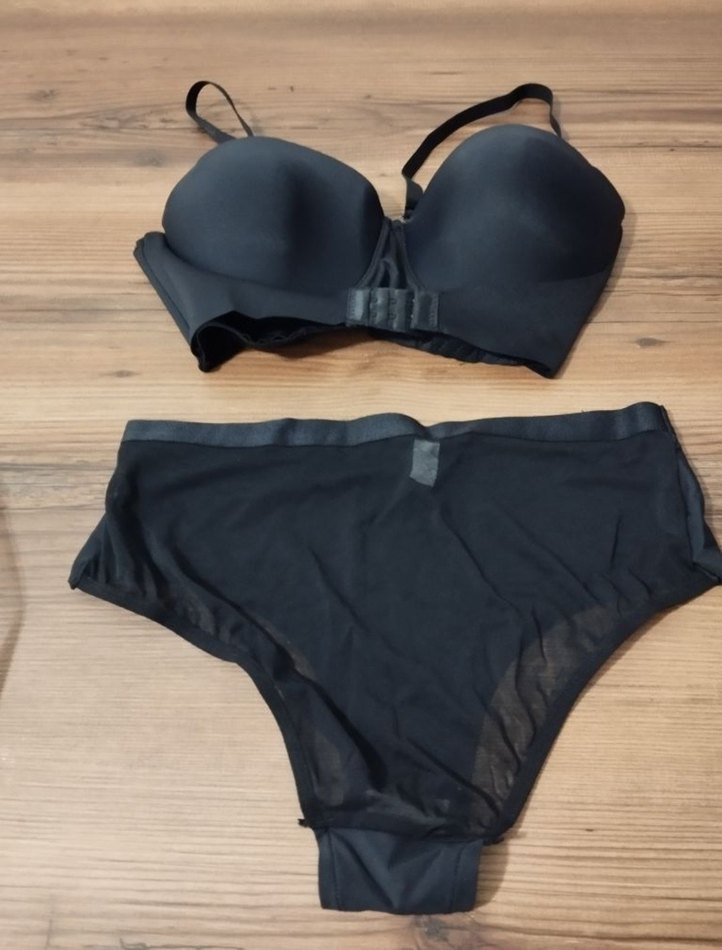 Siyah Minimalist Gotik Sütyen ve Külot Takımı - Görsel 2