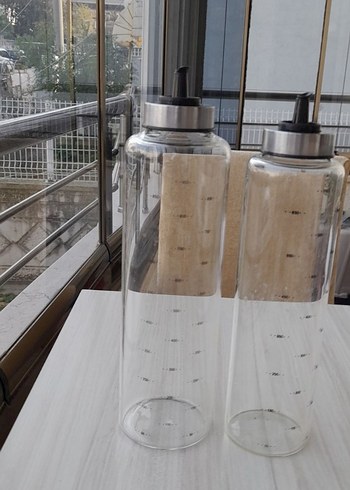 Paslanmaz Kapaklı Şeffaf Yağlık Seti - Görsel 2