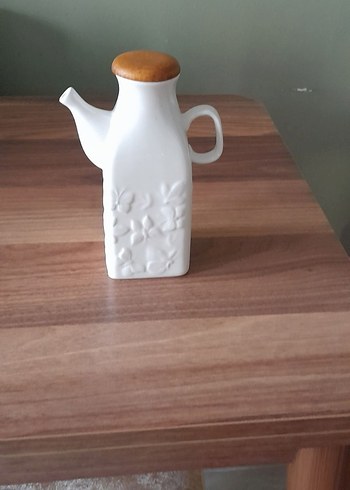 Beyaz Pastel Renkli Porselen ahşap kapak yağdanlık - Görsel 4