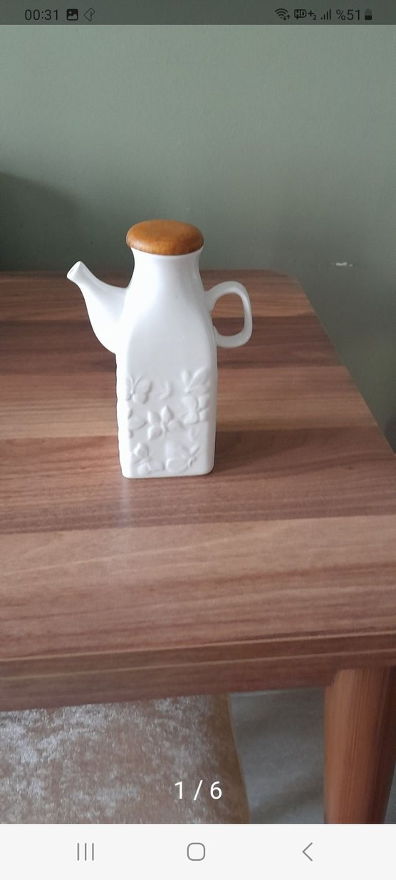 Beyaz Pastel Renkli Porselen ahşap kapak yağdanlık - Görsel 4