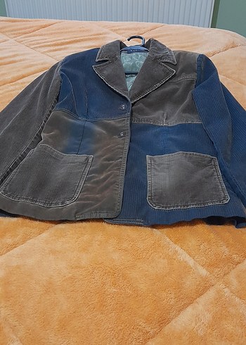 Düğmeli cepli Ceket koyu mavi ve toprak toprak tonları - Görsel 3