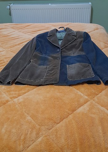 Düğmeli cepli Ceket koyu mavi ve toprak toprak tonları - Görsel 2