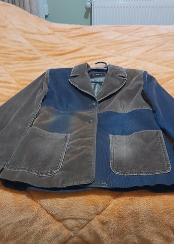 Düğmeli cepli Ceket koyu mavi ve toprak toprak tonları - Görsel 5