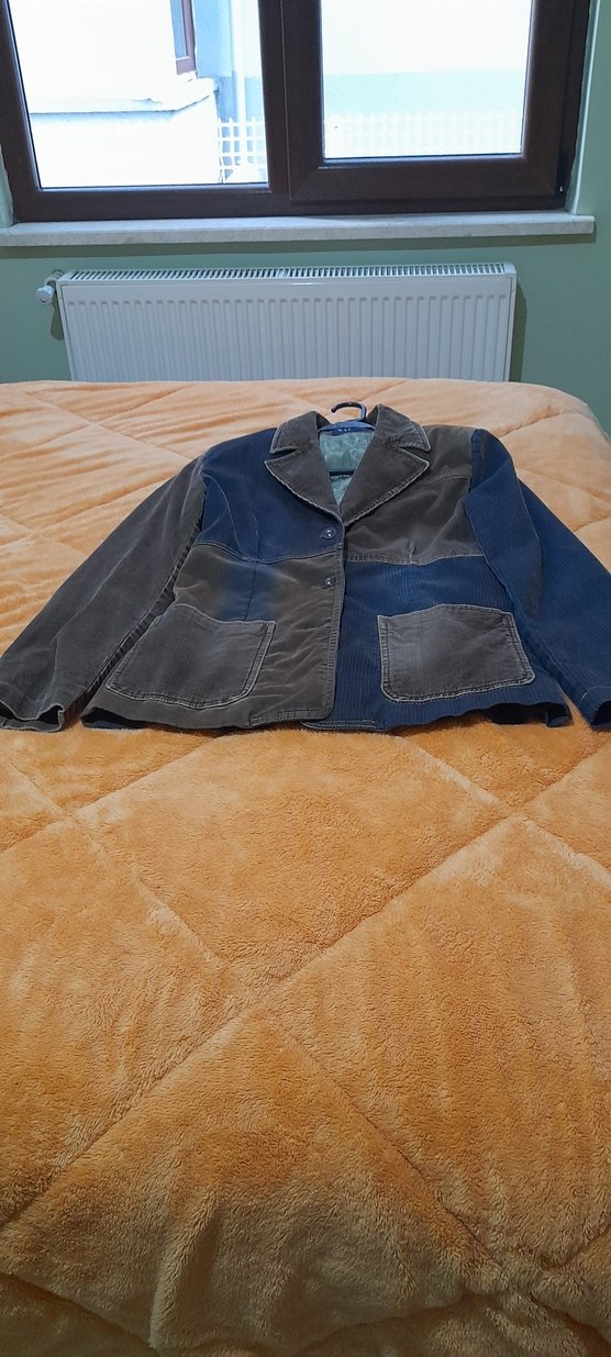 Düğmeli cepli Ceket koyu mavi ve toprak toprak tonları - Görsel 2