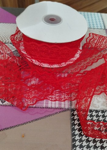 Kırmızı Dantel Kurdele Rulo - Görsel 2