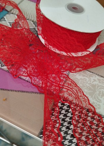 Kırmızı Dantel Kurdele Rulo - Görsel 3