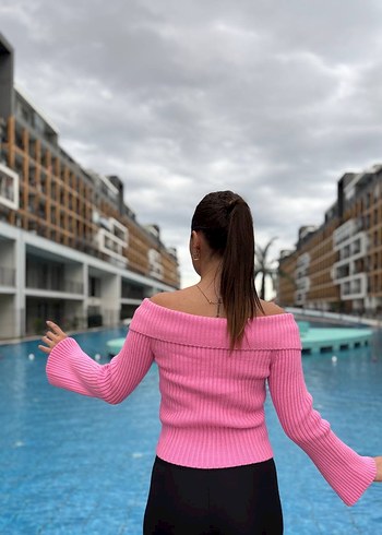 diğer Beden pembe Renk Pembe V Yaka Triko Kız Bolero