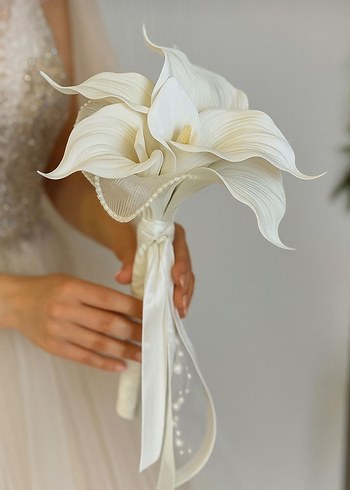 Dantel Detaylı Beyaz Gelin Buketi - Görsel 3