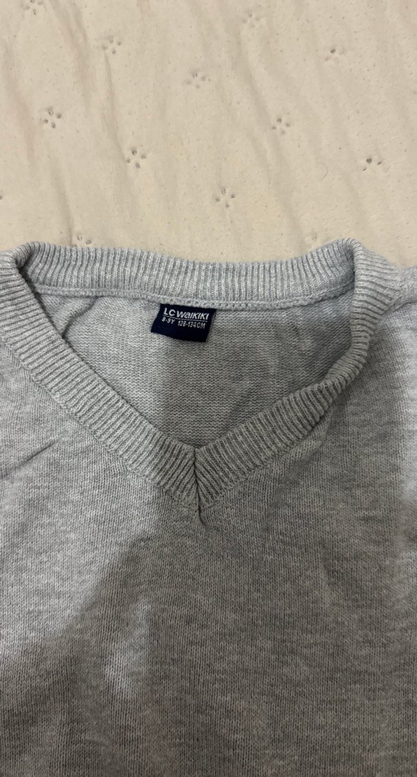 Gri çocuk Uzun Kollu Basic Kazak - Görsel 2