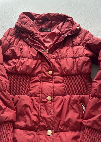 Bordo Düğmeli Kadın Kışlık Mont - Görsel 3