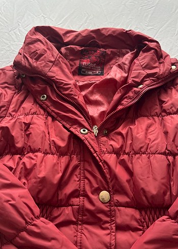 Bordo Düğmeli Kadın Kışlık Mont - Görsel 2