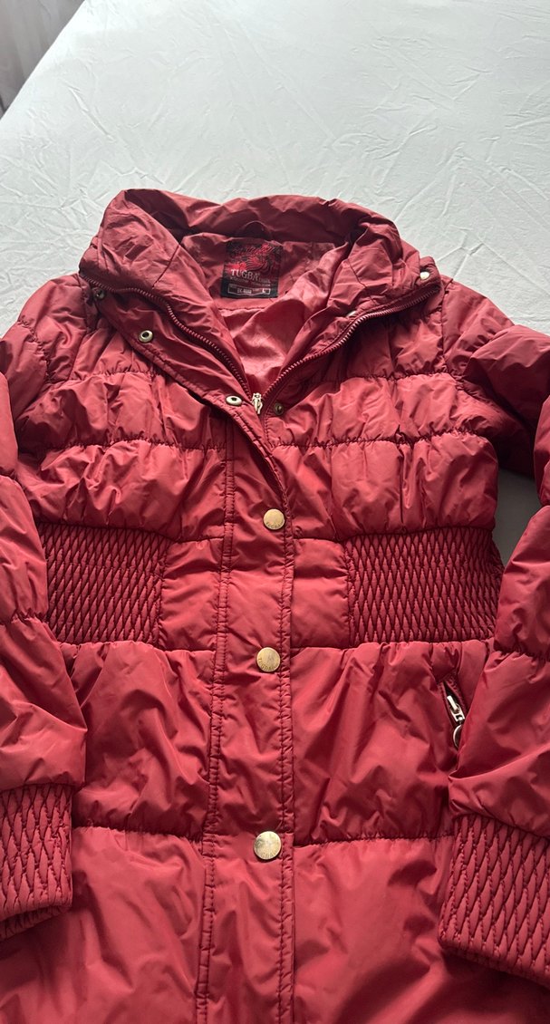 Bordo Düğmeli Kadın Kışlık Mont - Görsel 3