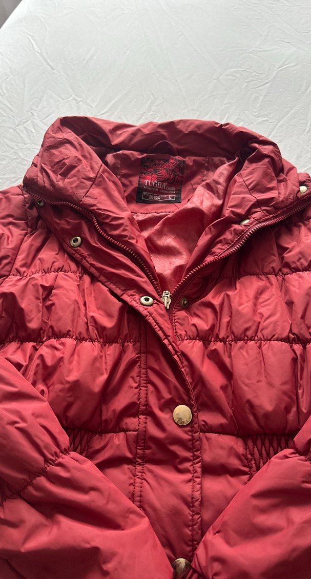 Bordo Düğmeli Kadın Kışlık Mont - Görsel 2