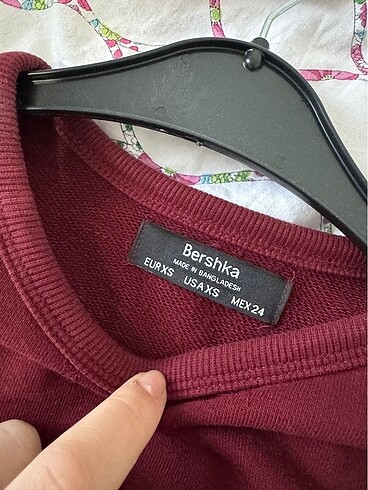 xs Beden bordo Renk Berhska Kısa Sweatshirt