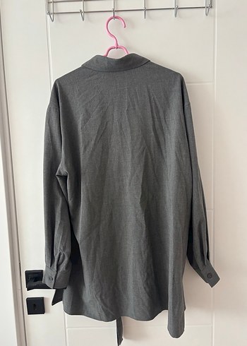 Gri Düğmeli Kadın Ofis Gömleği - Görsel 3