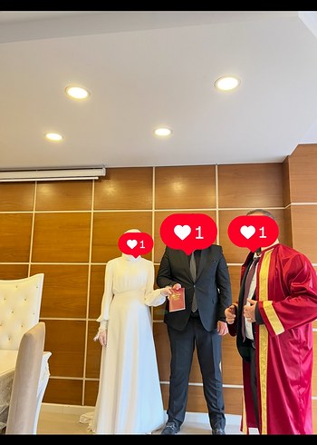 Uzun Kollu A Kesim Beyaz Gelinlik - Görsel 4