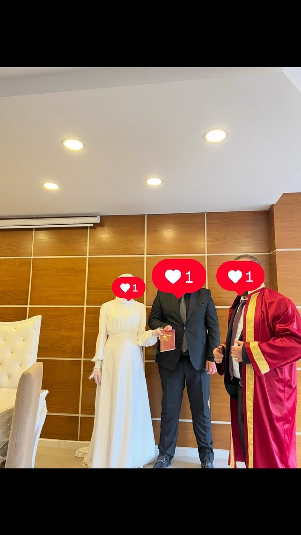 Uzun Kollu A Kesim Beyaz Gelinlik - Görsel 4