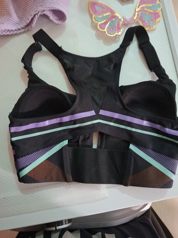 Önden Fermuarlı Siyah Spor Sütyeni - Görsel 2