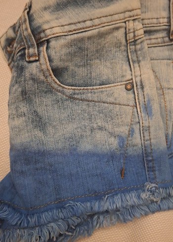 Mavi Bağlamalı Mini Denim Şort - Görsel 5