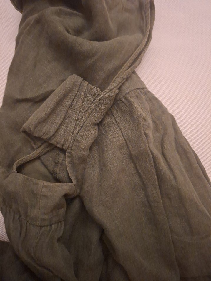 Kolsuz Uzun Keten Elbise - Görsel 3