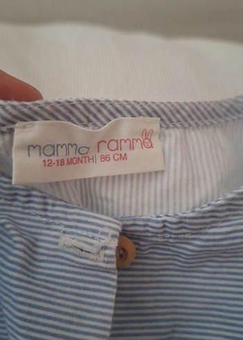 Kız Çocuk Mavi Pamuklu Düğmeli bluz - Görsel 3