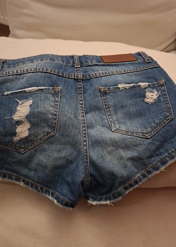 Kadın Mavi Kot Mini Şort - Görsel 3