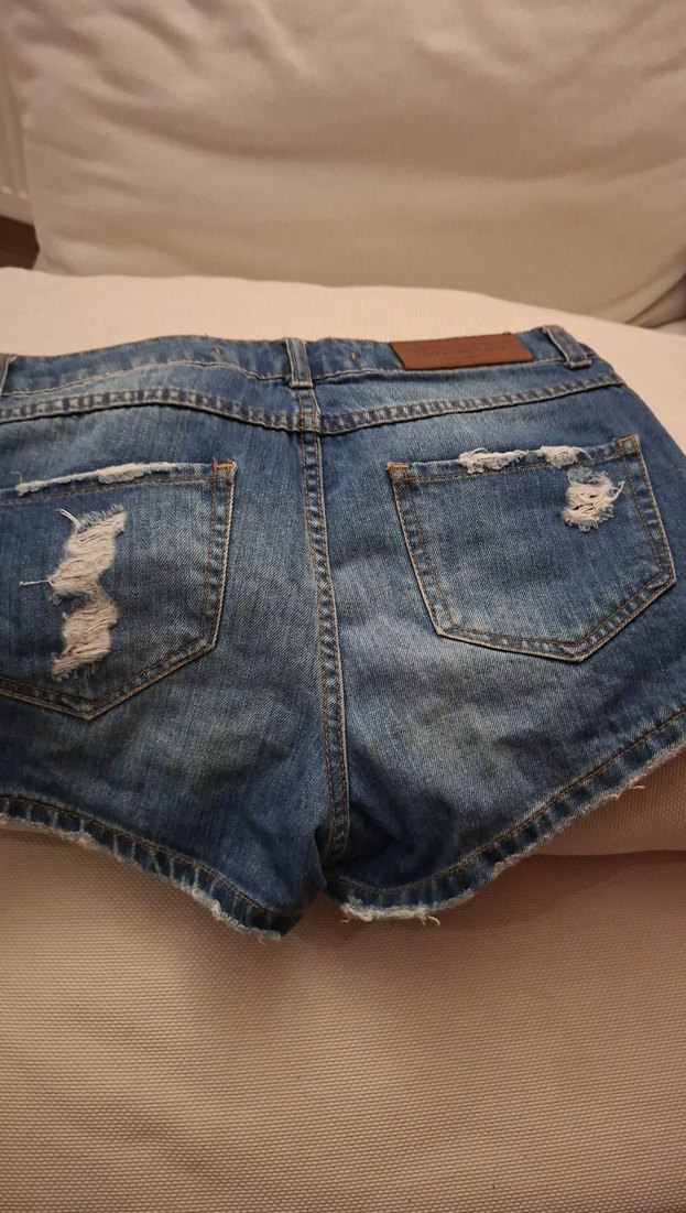 Kadın Mavi Kot Mini Şort - Görsel 3