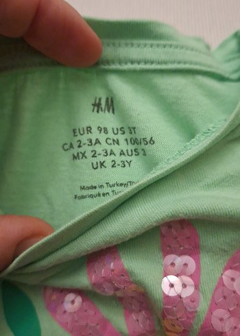 Kız Çocuk Yeşil Çiçekli Kısa Kollu Tişört - Görsel 2