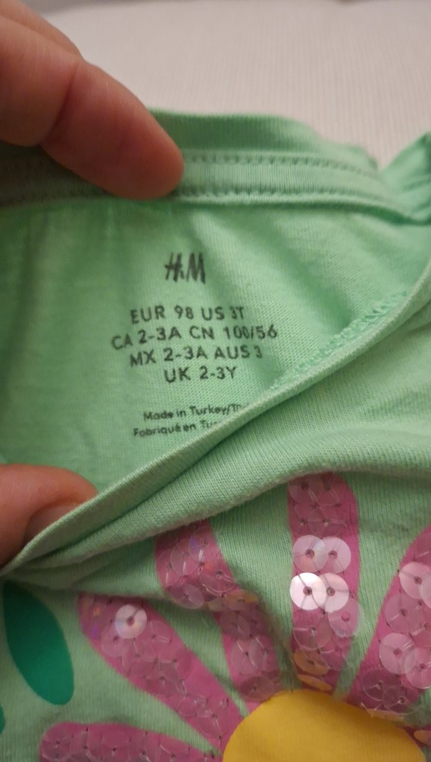 Kız Çocuk Yeşil Çiçekli Kısa Kollu Tişört - Görsel 2