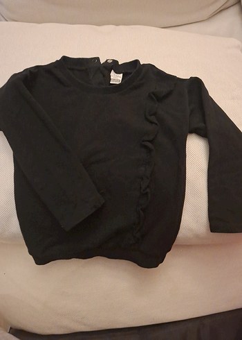 Kız Çocuk Siyah Fırfırlı Sweatshirt - Görsel 2