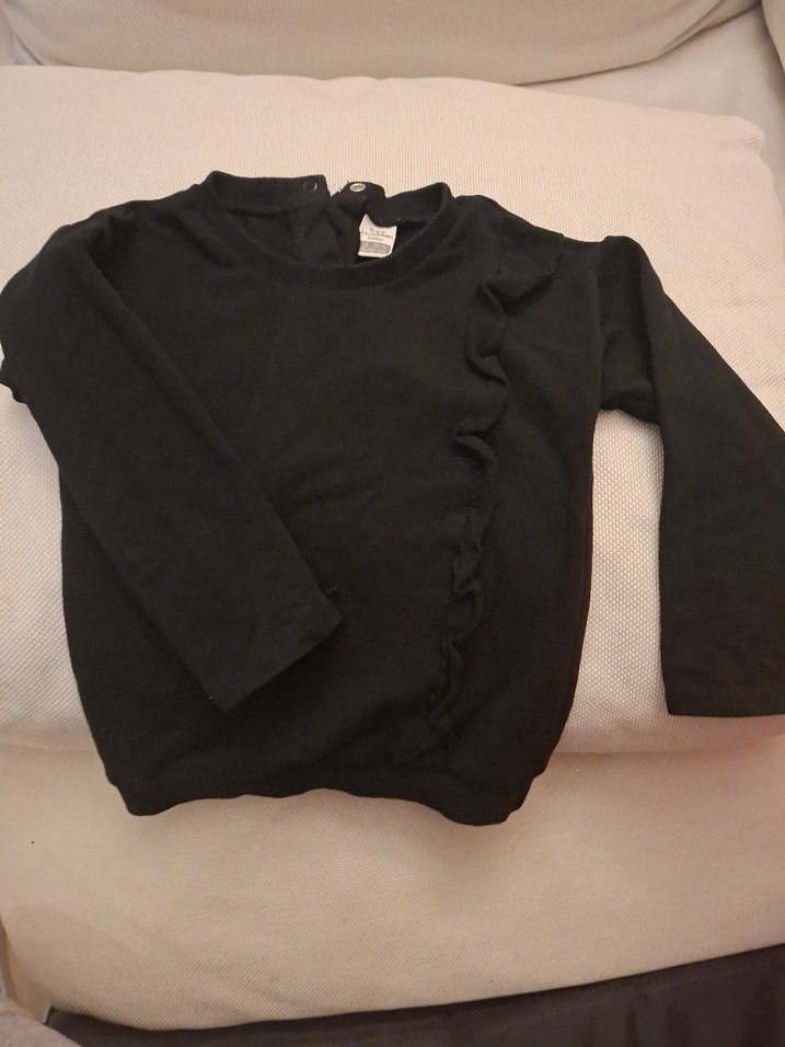 Kız Çocuk Siyah Fırfırlı Sweatshirt - Görsel 2