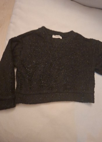 kız çocuk Siyah Örgü Kısa Kazak - Görsel 3